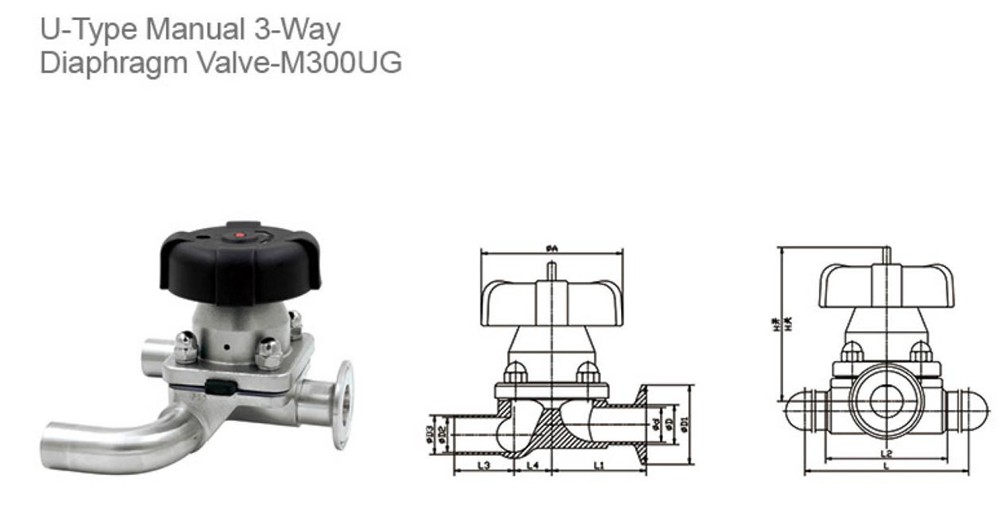 U-Type Manual 3-WayDiaphragm Valve-M300UG U-Type Manual 3-WayDiaphragm Valve-M300UG